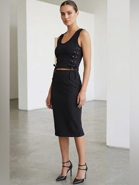 NWOT crop top and midi skirt set